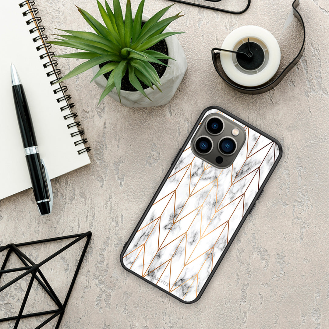 Marble Gold Geometric - iPhone 13 Pro case