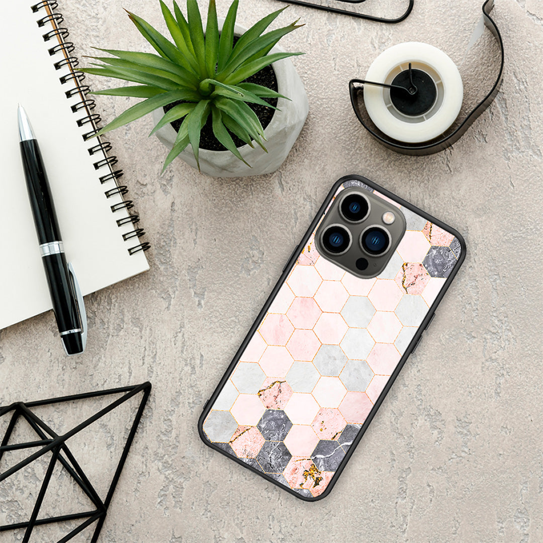 Marble Hexagon Pink - iPhone 13 Pro case