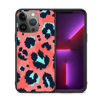 Thumbnail for Θήκη iPhone 13 Pro Max Pink Leopard Animal από τη Smartfits με σχέδιο στο πίσω μέρος και μαύρο περίβλημα | iPhone 13 Pro Max Pink Leopard Animal case with colorful back and black bezels