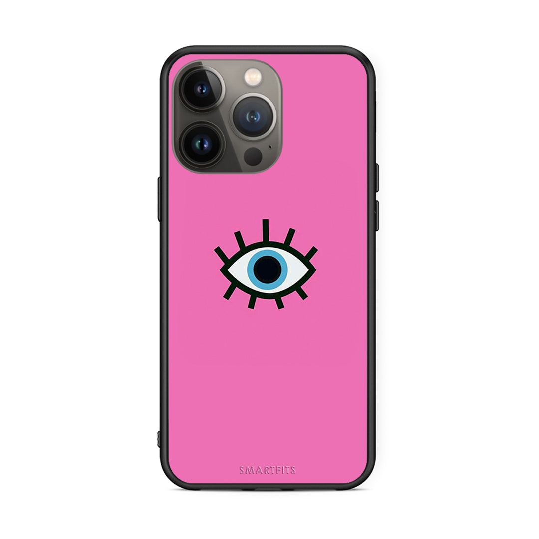 iPhone 13 Pro Max Blue Eye Pink θήκη από τη Smartfits με σχέδιο στο πίσω μέρος και μαύρο περίβλημα | Smartphone case with colorful back and black bezels by Smartfits