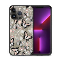 Thumbnail for Θήκη iPhone 13 Pro Max Butterflies Boho από τη Smartfits με σχέδιο στο πίσω μέρος και μαύρο περίβλημα | iPhone 13 Pro Max Butterflies Boho case with colorful back and black bezels