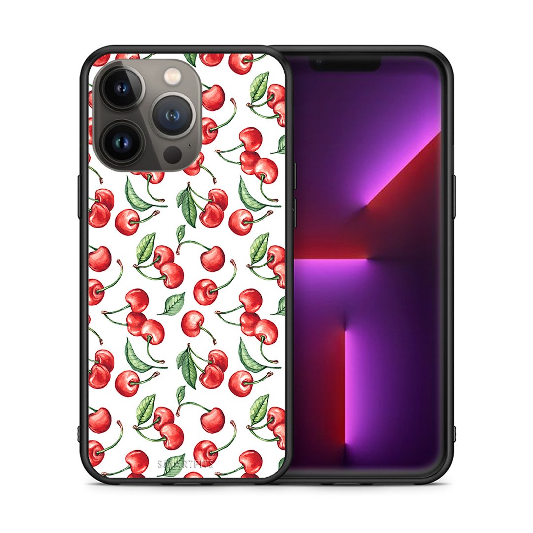 Θήκη iPhone 13 Pro Max Cherry Summer από τη Smartfits με σχέδιο στο πίσω μέρος και μαύρο περίβλημα | iPhone 13 Pro Max Cherry Summer case with colorful back and black bezels