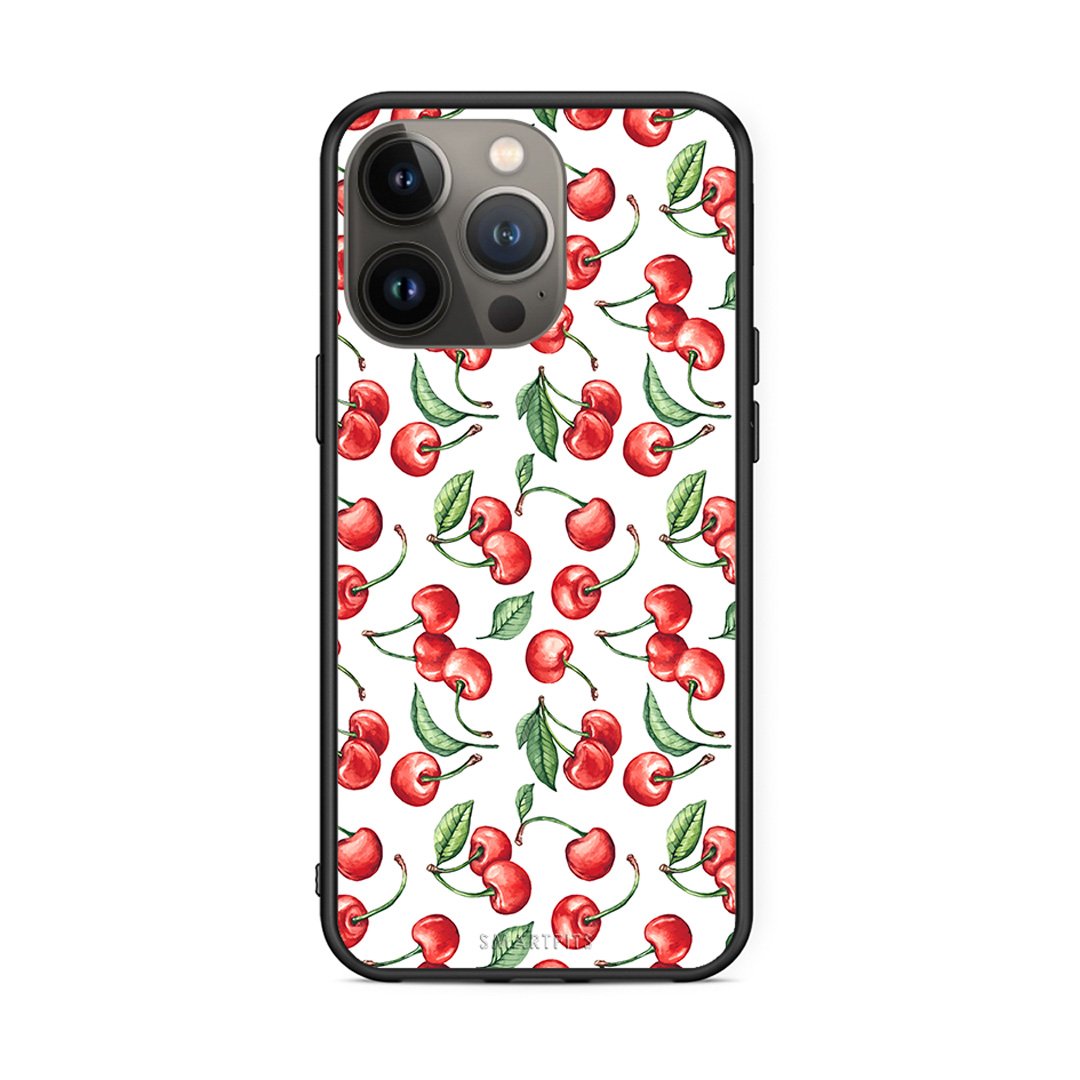 iPhone 13 Pro Max Cherry Summer θήκη από τη Smartfits με σχέδιο στο πίσω μέρος και μαύρο περίβλημα | Smartphone case with colorful back and black bezels by Smartfits