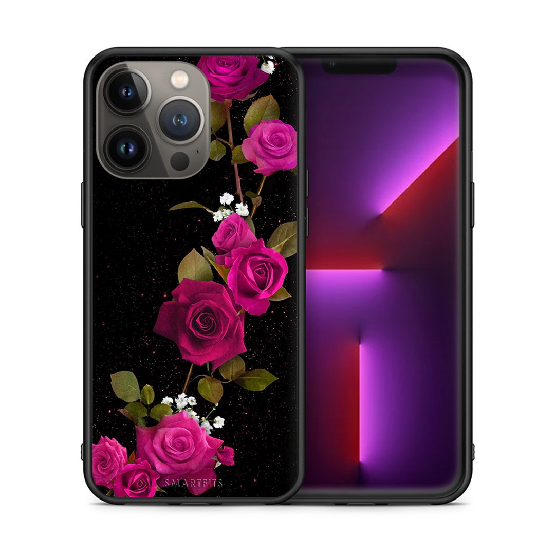 Θήκη iPhone 13 Pro Max Red Roses Flower από τη Smartfits με σχέδιο στο πίσω μέρος και μαύρο περίβλημα | iPhone 13 Pro Max Red Roses Flower case with colorful back and black bezels