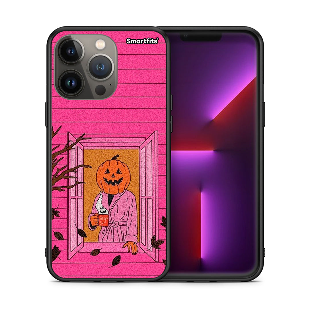 Θήκη iPhone 13 Pro Max Halloween Pumpkin Lady από τη Smartfits με σχέδιο στο πίσω μέρος και μαύρο περίβλημα | iPhone 13 Pro Max Halloween Pumpkin Lady case with colorful back and black bezels