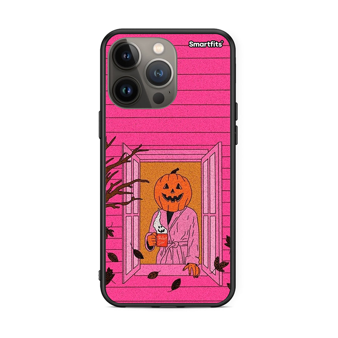 iPhone 13 Pro Max Halloween Pumpkin Lady Θήκη από τη Smartfits με σχέδιο στο πίσω μέρος και μαύρο περίβλημα | Smartphone case with colorful back and black bezels by Smartfits