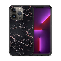 Thumbnail for Θήκη iPhone 13 Pro Max Black Rosegold Marble από τη Smartfits με σχέδιο στο πίσω μέρος και μαύρο περίβλημα | iPhone 13 Pro Max Black Rosegold Marble case with colorful back and black bezels