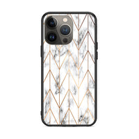 Thumbnail for 44 - iPhone 13 Pro Max Gold Geometric Marble case, cover, bumper