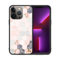 Thumbnail for Θήκη iPhone 13 Pro Max Hexagon Pink Marble από τη Smartfits με σχέδιο στο πίσω μέρος και μαύρο περίβλημα | iPhone 13 Pro Max Hexagon Pink Marble case with colorful back and black bezels