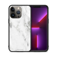 Thumbnail for Θήκη iPhone 13 Pro Max White Marble από τη Smartfits με σχέδιο στο πίσω μέρος και μαύρο περίβλημα | iPhone 13 Pro Max White Marble case with colorful back and black bezels