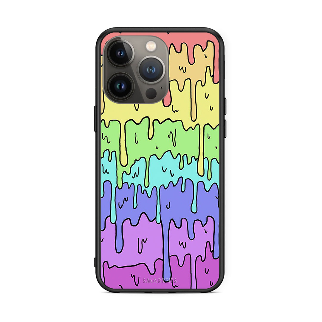 iPhone 13 Pro Max Melting Rainbow θήκη από τη Smartfits με σχέδιο στο πίσω μέρος και μαύρο περίβλημα | Smartphone case with colorful back and black bezels by Smartfits