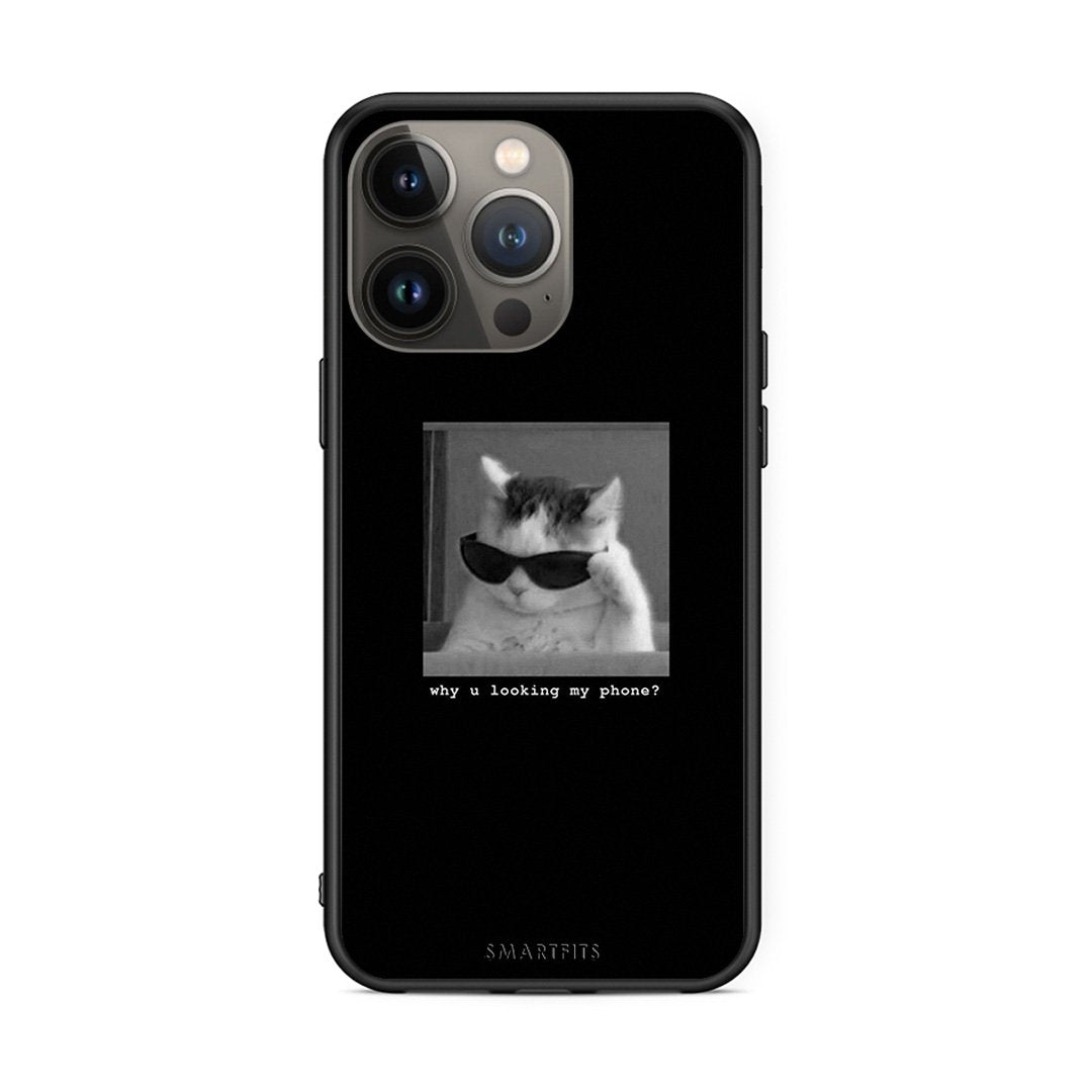 iPhone 13 Pro Max Meme Cat θήκη από τη Smartfits με σχέδιο στο πίσω μέρος και μαύρο περίβλημα | Smartphone case with colorful back and black bezels by Smartfits