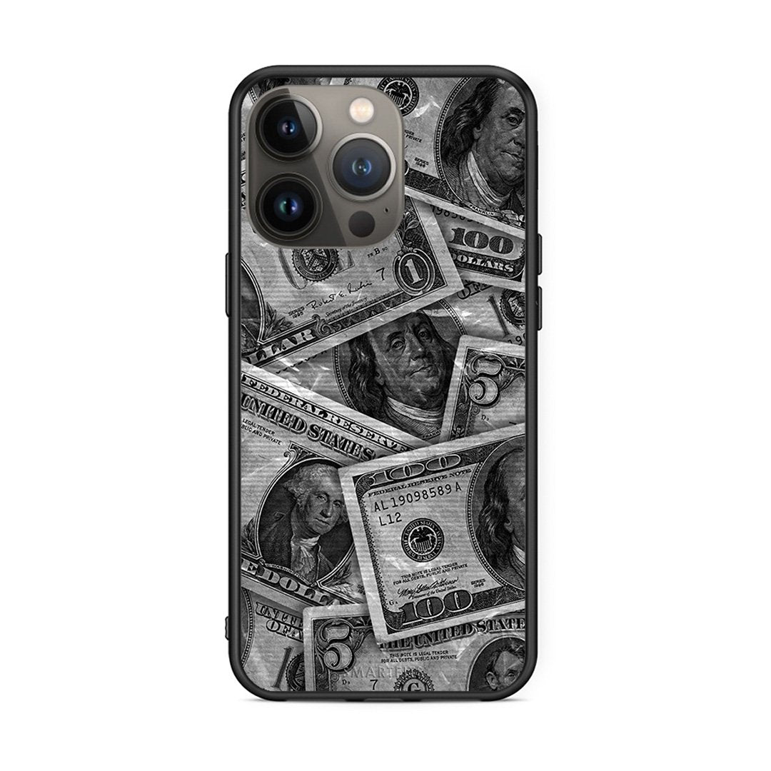 iPhone 13 Pro Max Money Dollars θήκη από τη Smartfits με σχέδιο στο πίσω μέρος και μαύρο περίβλημα | Smartphone case with colorful back and black bezels by Smartfits