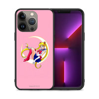 Thumbnail for Θήκη iPhone 13 Pro Max Moon Girl από τη Smartfits με σχέδιο στο πίσω μέρος και μαύρο περίβλημα | iPhone 13 Pro Max Moon Girl case with colorful back and black bezels