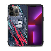 Thumbnail for Θήκη iPhone 13 Pro Max Lion Designer PopArt από τη Smartfits με σχέδιο στο πίσω μέρος και μαύρο περίβλημα | iPhone 13 Pro Max Lion Designer PopArt case with colorful back and black bezels