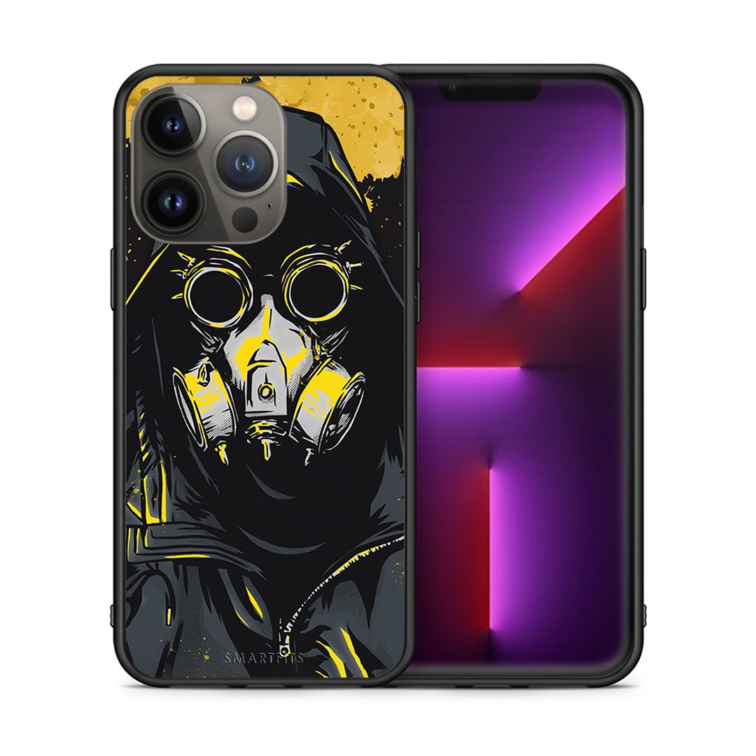 Θήκη iPhone 13 Pro Max Mask PopArt από τη Smartfits με σχέδιο στο πίσω μέρος και μαύρο περίβλημα | iPhone 13 Pro Max Mask PopArt case with colorful back and black bezels