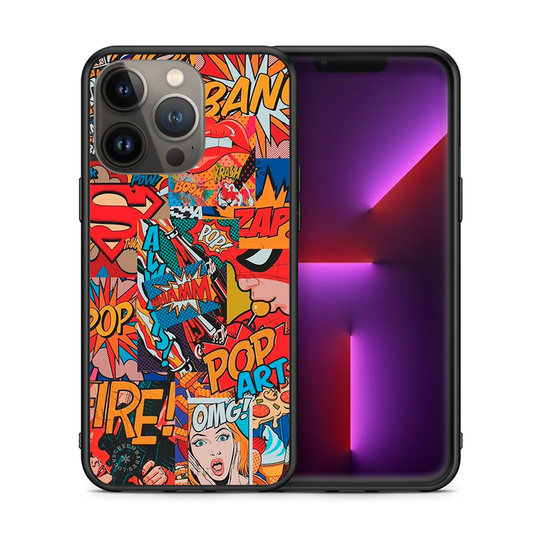 Θήκη iPhone 13 Pro Max PopArt OMG από τη Smartfits με σχέδιο στο πίσω μέρος και μαύρο περίβλημα | iPhone 13 Pro Max PopArt OMG case with colorful back and black bezels