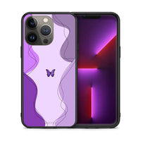 Thumbnail for Θήκη Αγίου Βαλεντίνου iPhone 13 Pro Max Purple Mariposa από τη Smartfits με σχέδιο στο πίσω μέρος και μαύρο περίβλημα | iPhone 13 Pro Max Purple Mariposa case with colorful back and black bezels