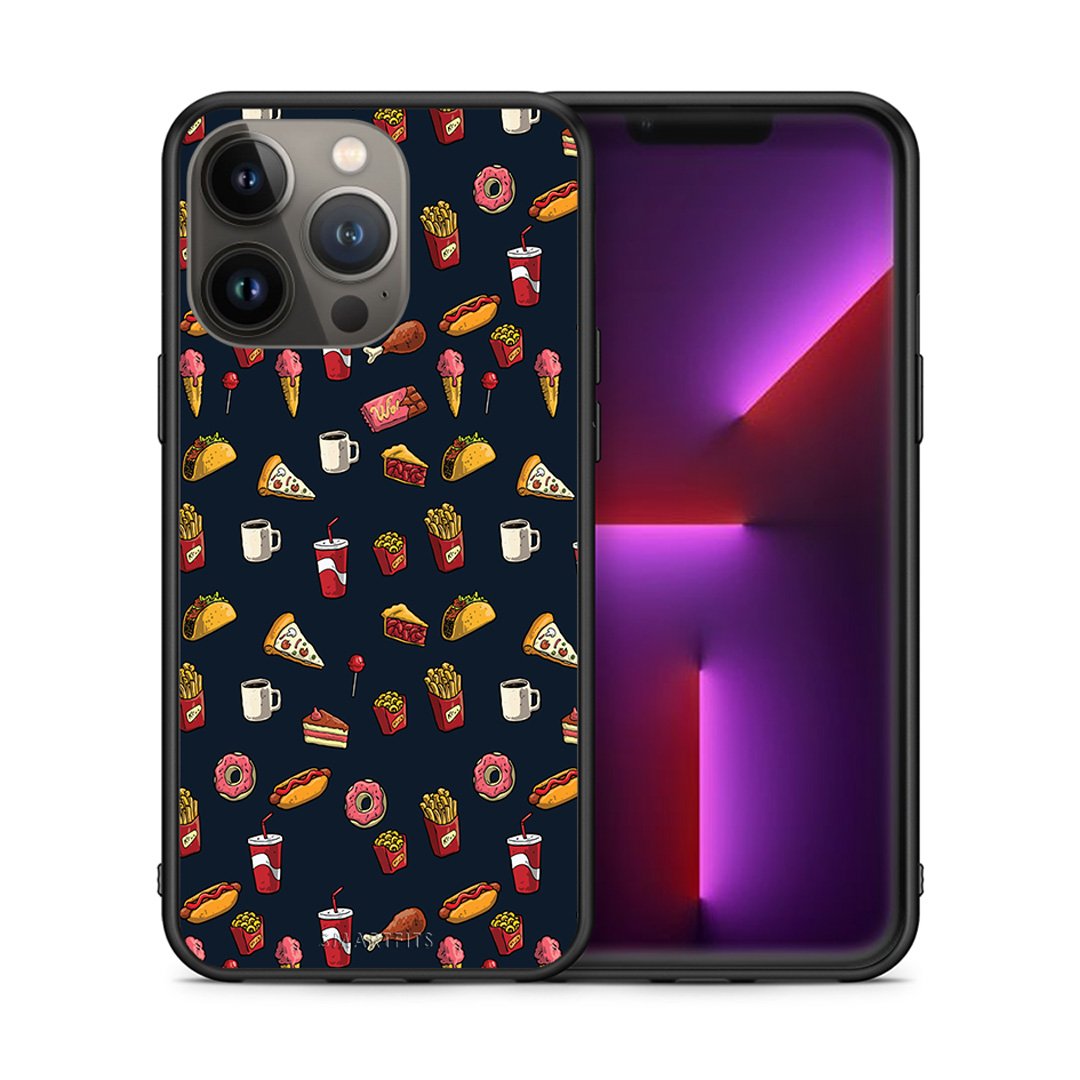 Θήκη iPhone 13 Pro Max Hungry Random από τη Smartfits με σχέδιο στο πίσω μέρος και μαύρο περίβλημα | iPhone 13 Pro Max Hungry Random case with colorful back and black bezels