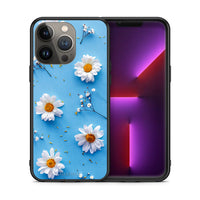 Thumbnail for Θήκη iPhone 13 Pro Max Real Daisies από τη Smartfits με σχέδιο στο πίσω μέρος και μαύρο περίβλημα | iPhone 13 Pro Max Real Daisies case with colorful back and black bezels