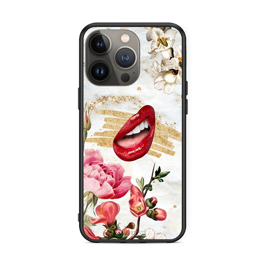 iPhone 13 Pro Max Red Lips θήκη από τη Smartfits με σχέδιο στο πίσω μέρος και μαύρο περίβλημα | Smartphone case with colorful back and black bezels by Smartfits