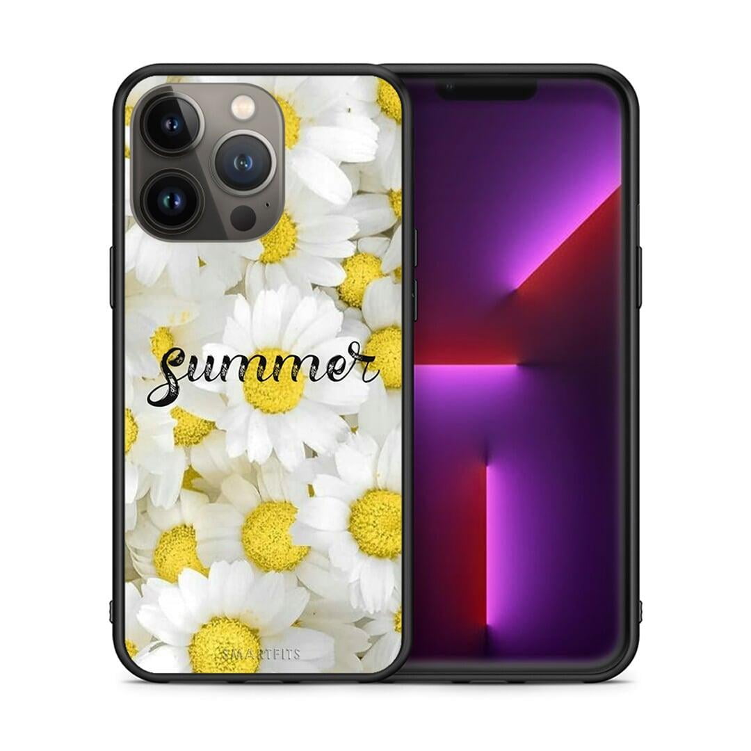 Θήκη iPhone 13 Pro Max Summer Daisies από τη Smartfits με σχέδιο στο πίσω μέρος και μαύρο περίβλημα | iPhone 13 Pro Max Summer Daisies case with colorful back and black bezels