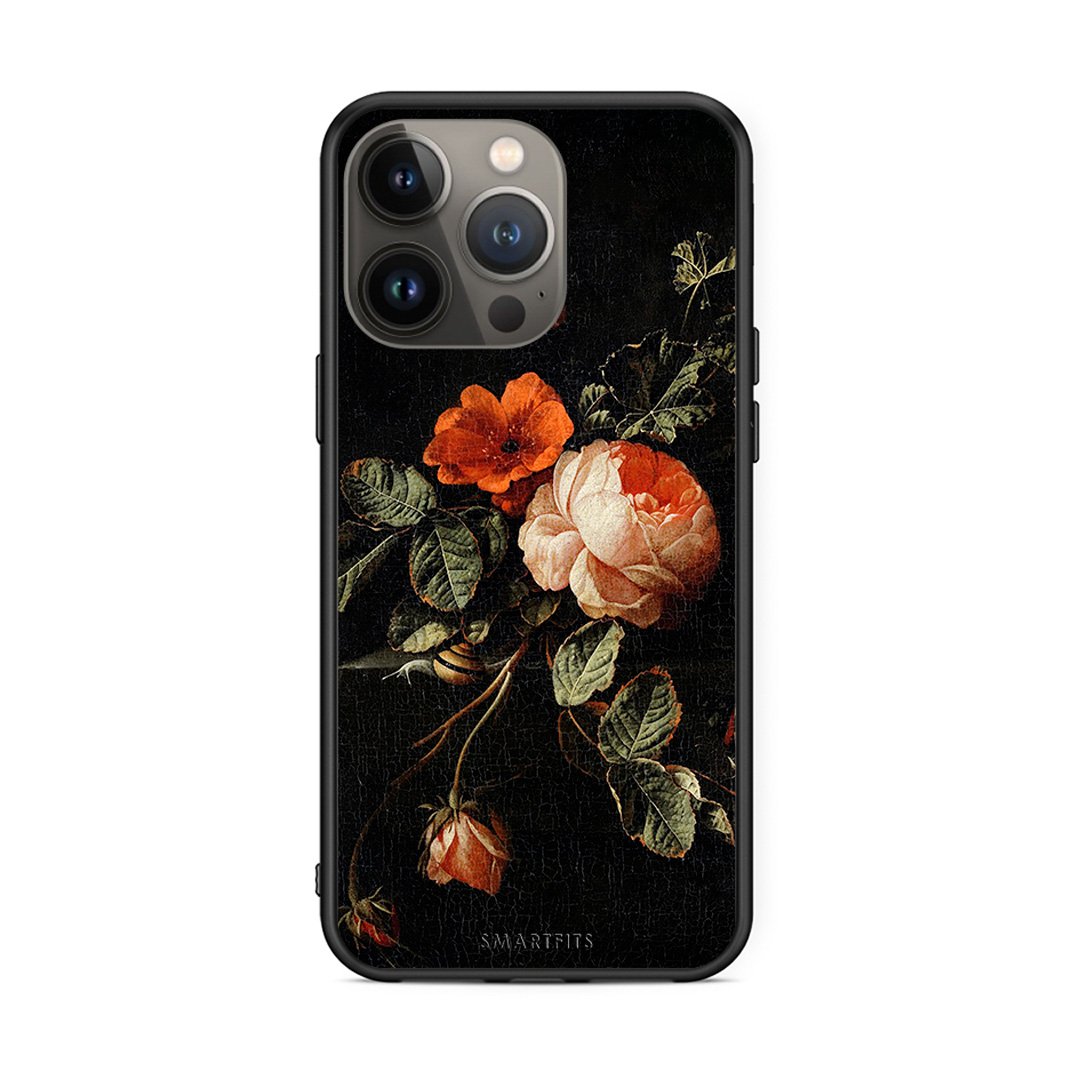 iPhone 13 Pro Max Vintage Roses θήκη από τη Smartfits με σχέδιο στο πίσω μέρος και μαύρο περίβλημα | Smartphone case with colorful back and black bezels by Smartfits