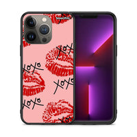 Thumbnail for Θήκη iPhone 13 Pro Max XOXO Lips από τη Smartfits με σχέδιο στο πίσω μέρος και μαύρο περίβλημα | iPhone 13 Pro Max XOXO Lips case with colorful back and black bezels