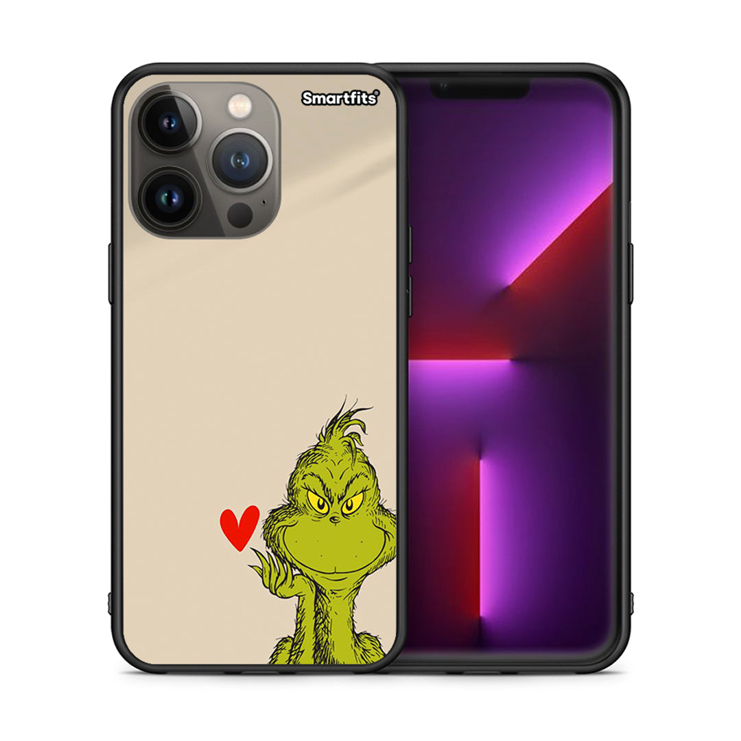 Θήκη iPhone 13 Pro Max Xmas Grinch από τη Smartfits με σχέδιο στο πίσω μέρος και μαύρο περίβλημα | iPhone 13 Pro Max Xmas Grinch case with colorful back and black bezels