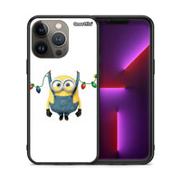 Thumbnail for Θήκη iPhone 13 Pro Max Xmas Minion Lights από τη Smartfits με σχέδιο στο πίσω μέρος και μαύρο περίβλημα | iPhone 13 Pro Max Xmas Minion Lights case with colorful back and black bezels