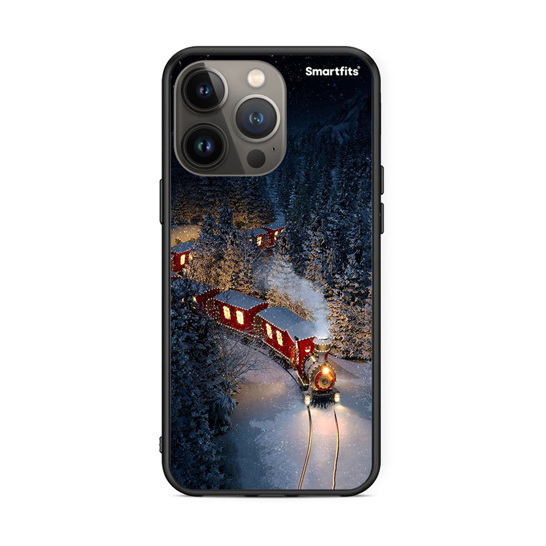 iPhone 13 Pro Max Xmas Train θήκη από τη Smartfits με σχέδιο στο πίσω μέρος και μαύρο περίβλημα | Smartphone case with colorful back and black bezels by Smartfits