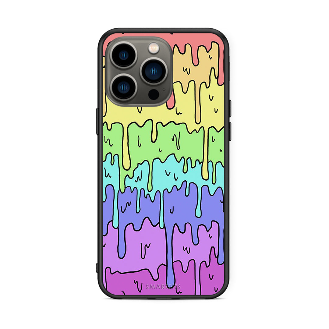 iPhone 13 Pro Melting Rainbow θήκη από τη Smartfits με σχέδιο στο πίσω μέρος και μαύρο περίβλημα | Smartphone case with colorful back and black bezels by Smartfits