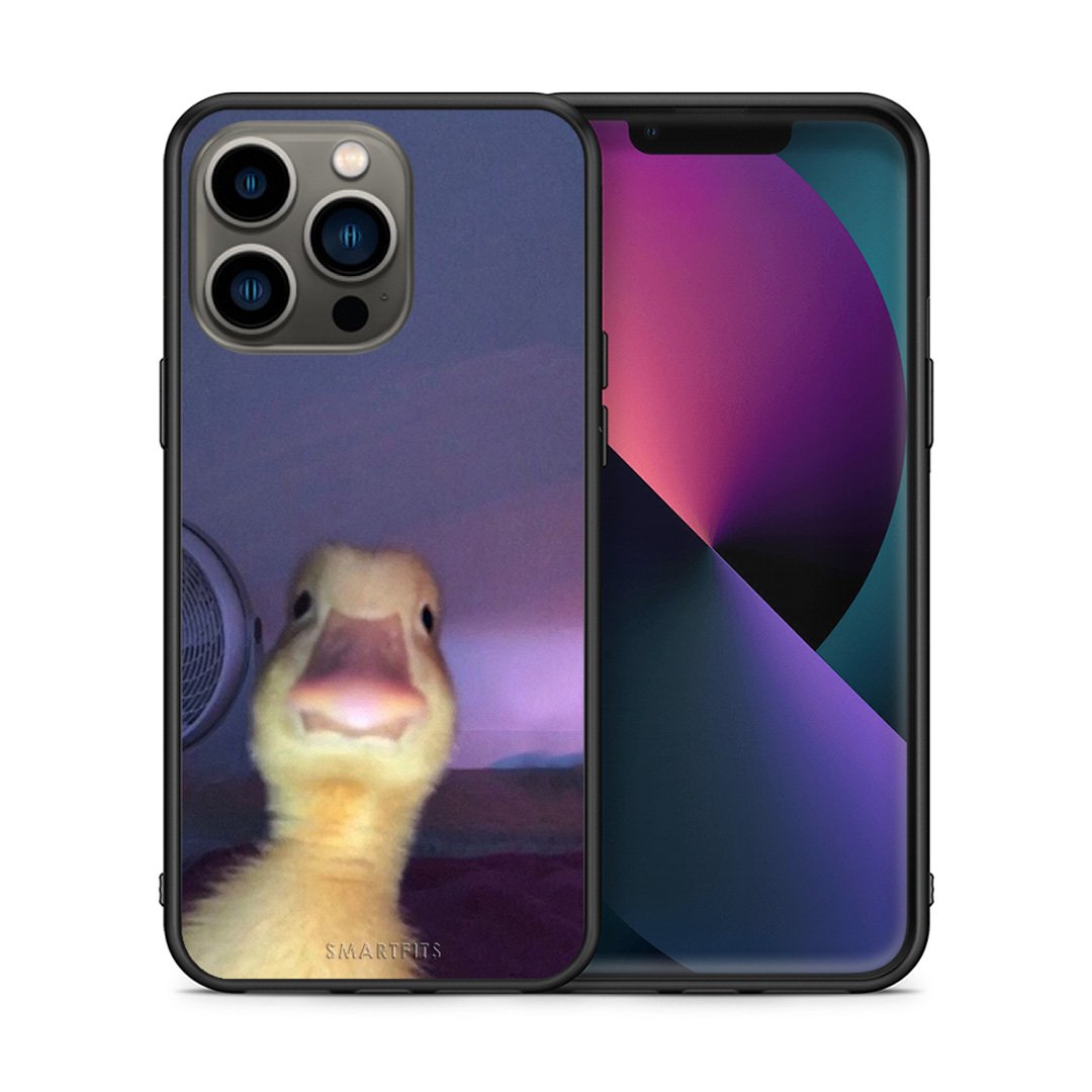 Θήκη iPhone 13 Pro Meme Duck από τη Smartfits με σχέδιο στο πίσω μέρος και μαύρο περίβλημα | iPhone 13 Pro Meme Duck case with colorful back and black bezels