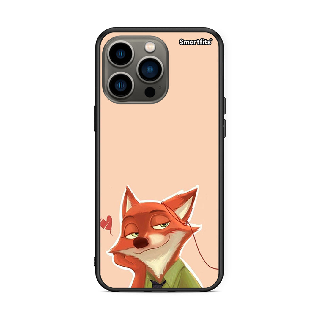 iPhone 13 Pro Nick Wilde And Judy Hopps Love 1 θήκη από τη Smartfits με σχέδιο στο πίσω μέρος και μαύρο περίβλημα | Smartphone case with colorful back and black bezels by Smartfits