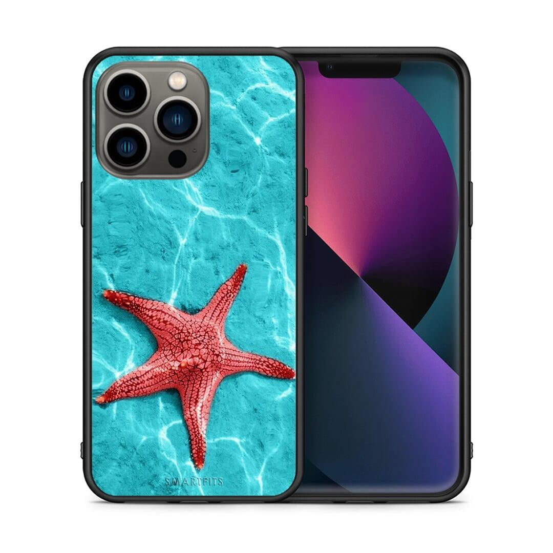 Θήκη iPhone 13 Pro Red Starfish από τη Smartfits με σχέδιο στο πίσω μέρος και μαύρο περίβλημα | iPhone 13 Pro Red Starfish case with colorful back and black bezels