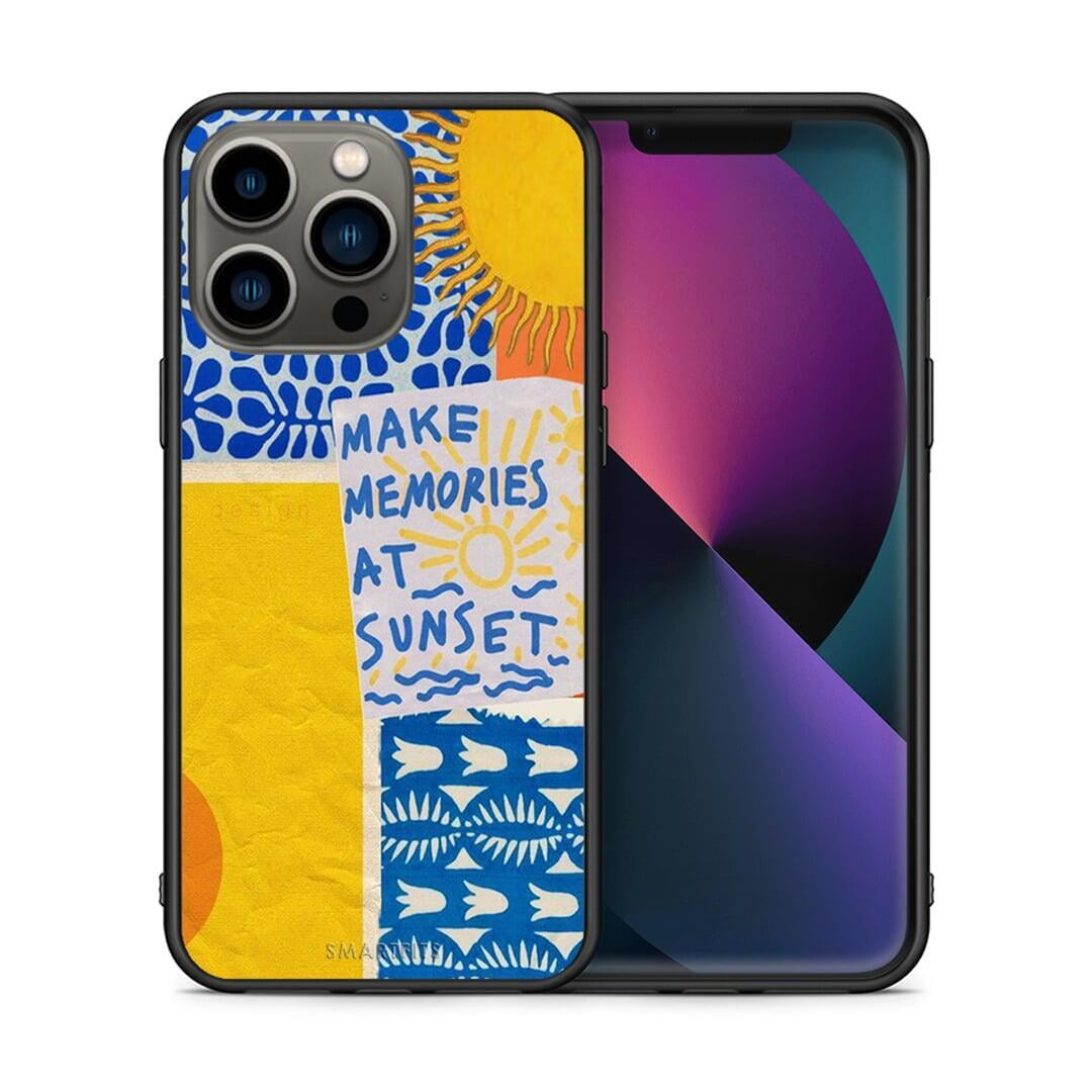 Θήκη iPhone 13 Pro Sunset Memories από τη Smartfits με σχέδιο στο πίσω μέρος και μαύρο περίβλημα | iPhone 13 Pro Sunset Memories case with colorful back and black bezels