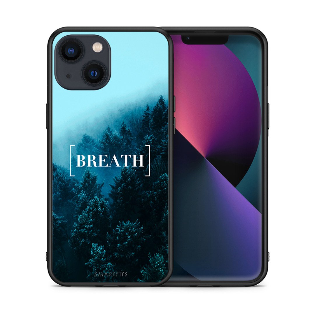 Θήκη iPhone 13 Mini Breath Quote από τη Smartfits με σχέδιο στο πίσω μέρος και μαύρο περίβλημα | iPhone 13 Mini Breath Quote case with colorful back and black bezels