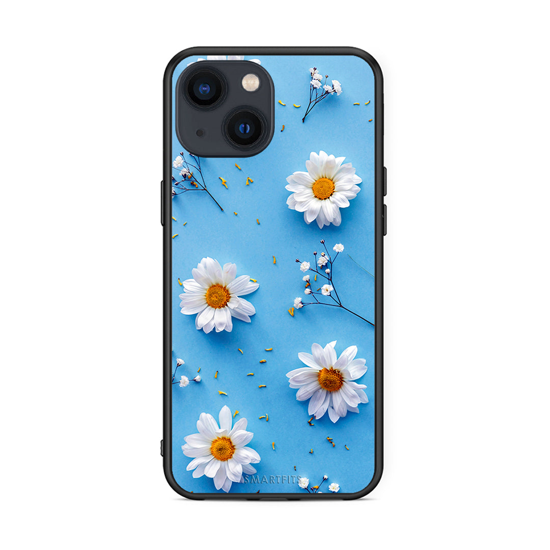 iPhone 13 Real Daisies θήκη από τη Smartfits με σχέδιο στο πίσω μέρος και μαύρο περίβλημα | Smartphone case with colorful back and black bezels by Smartfits