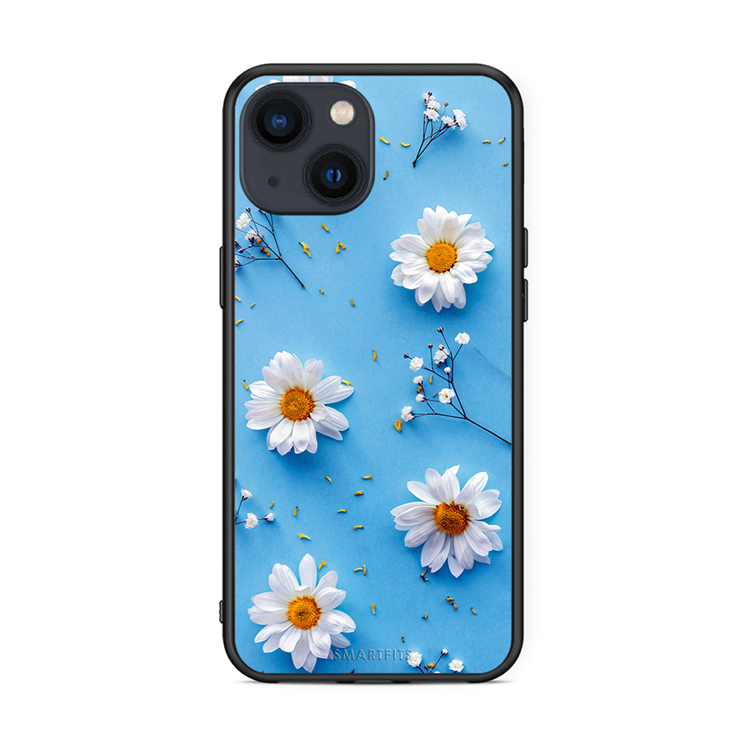 iPhone 13 Mini Real Daisies θήκη από τη Smartfits με σχέδιο στο πίσω μέρος και μαύρο περίβλημα | Smartphone case with colorful back and black bezels by Smartfits