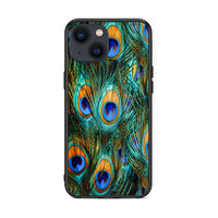 Thumbnail for iPhone 13 Mini Real Peacock Feathers θήκη από τη Smartfits με σχέδιο στο πίσω μέρος και μαύρο περίβλημα | Smartphone case with colorful back and black bezels by Smartfits