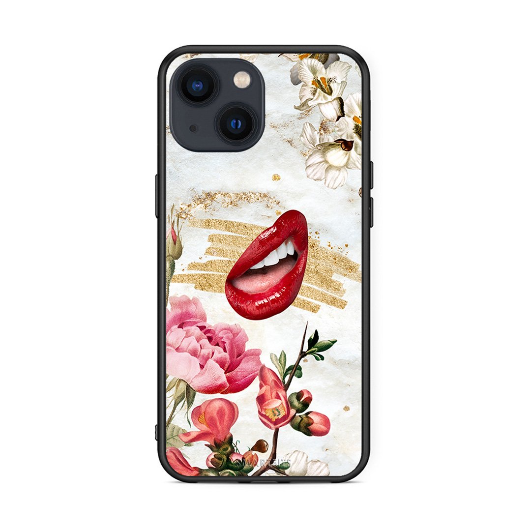 iPhone 13 Red Lips θήκη από τη Smartfits με σχέδιο στο πίσω μέρος και μαύρο περίβλημα | Smartphone case with colorful back and black bezels by Smartfits