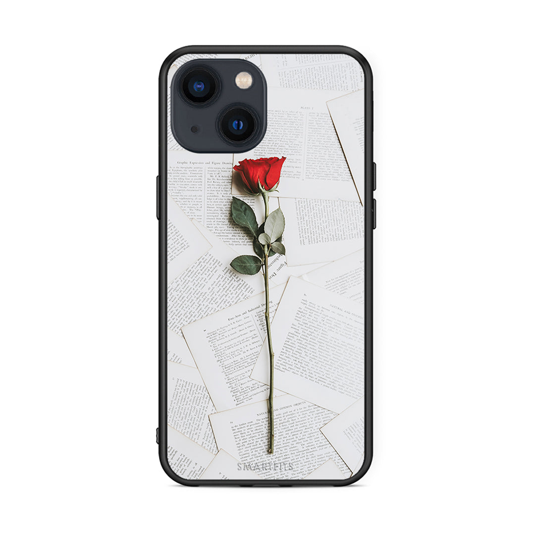 iPhone 13 Red Rose θήκη από τη Smartfits με σχέδιο στο πίσω μέρος και μαύρο περίβλημα | Smartphone case with colorful back and black bezels by Smartfits