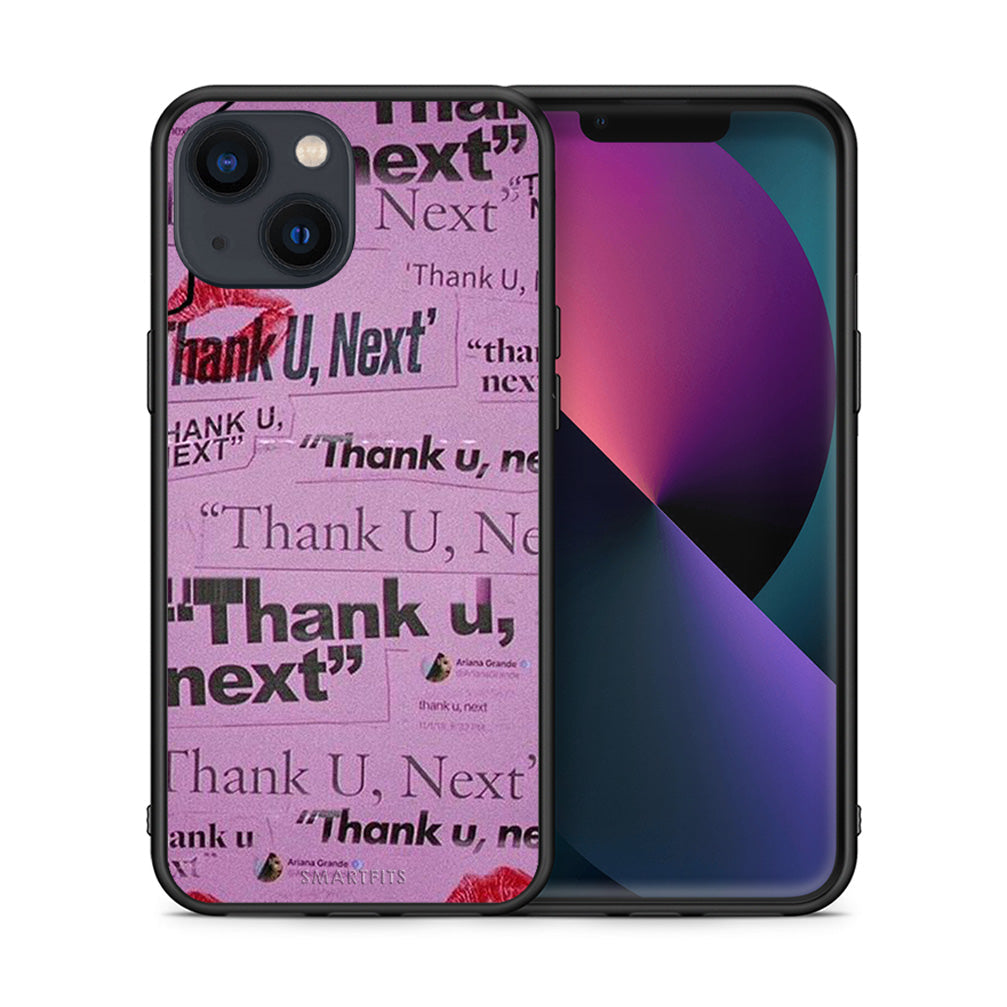 Θήκη Αγίου Βαλεντίνου iPhone 13 Mini Thank You Next από τη Smartfits με σχέδιο στο πίσω μέρος και μαύρο περίβλημα | iPhone 13 Mini Thank You Next case with colorful back and black bezels