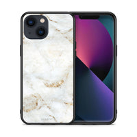Thumbnail for Θήκη iPhone 13 White Gold Marble από τη Smartfits με σχέδιο στο πίσω μέρος και μαύρο περίβλημα | iPhone 13 White Gold Marble case with colorful back and black bezels