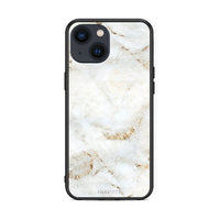 Thumbnail for iPhone 13 Mini White Gold Marble θήκη από τη Smartfits με σχέδιο στο πίσω μέρος και μαύρο περίβλημα | Smartphone case with colorful back and black bezels by Smartfits