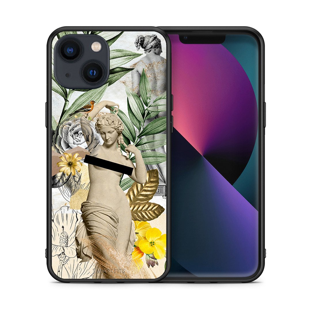 Θήκη iPhone 13 Mini Woman Statue από τη Smartfits με σχέδιο στο πίσω μέρος και μαύρο περίβλημα | iPhone 13 Mini Woman Statue case with colorful back and black bezels