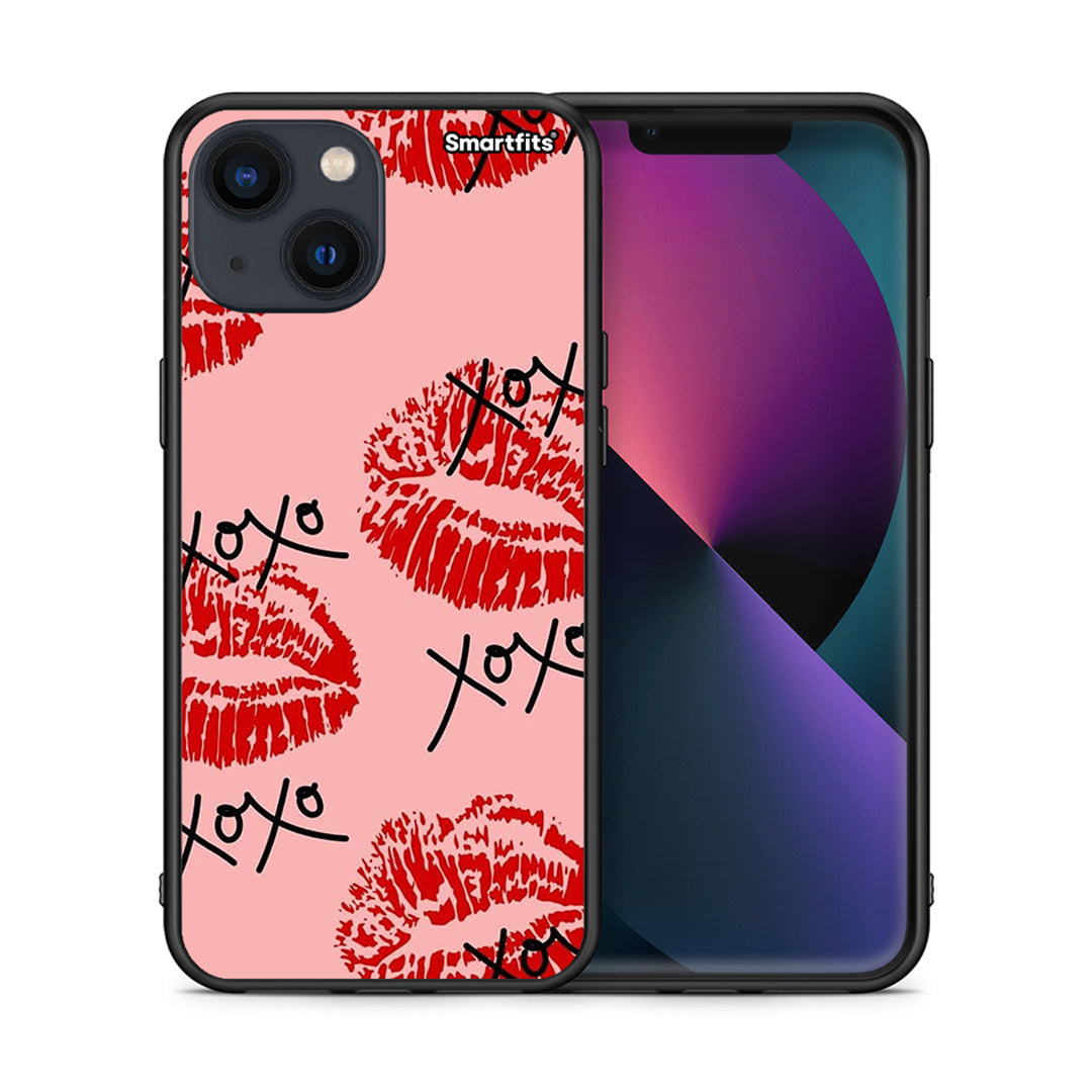 Θήκη iPhone 13 Mini XOXO Lips από τη Smartfits με σχέδιο στο πίσω μέρος και μαύρο περίβλημα | iPhone 13 Mini XOXO Lips case with colorful back and black bezels