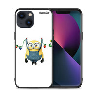 Thumbnail for Θήκη iPhone 13 Mini Xmas Minion Lights από τη Smartfits με σχέδιο στο πίσω μέρος και μαύρο περίβλημα | iPhone 13 Mini Xmas Minion Lights case with colorful back and black bezels