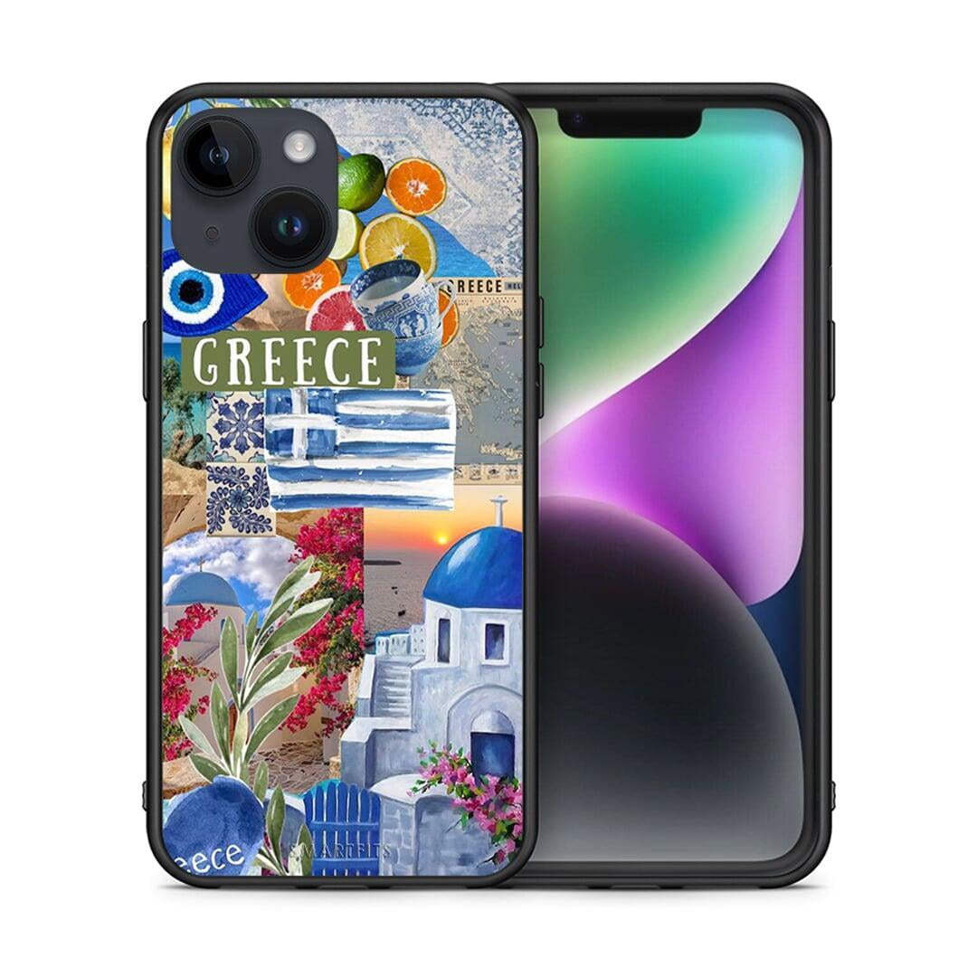 Θήκη iPhone 14 All Greek από τη Smartfits με σχέδιο στο πίσω μέρος και μαύρο περίβλημα | iPhone 14 All Greek case with colorful back and black bezels