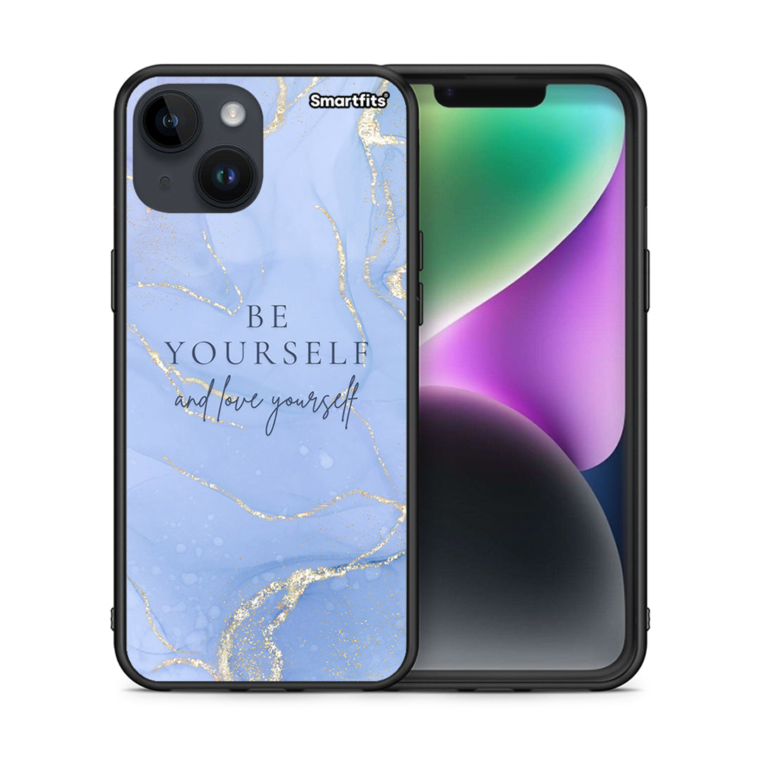 Θήκη iPhone 14 Be Yourself από τη Smartfits με σχέδιο στο πίσω μέρος και μαύρο περίβλημα | iPhone 14 Be Yourself case with colorful back and black bezels